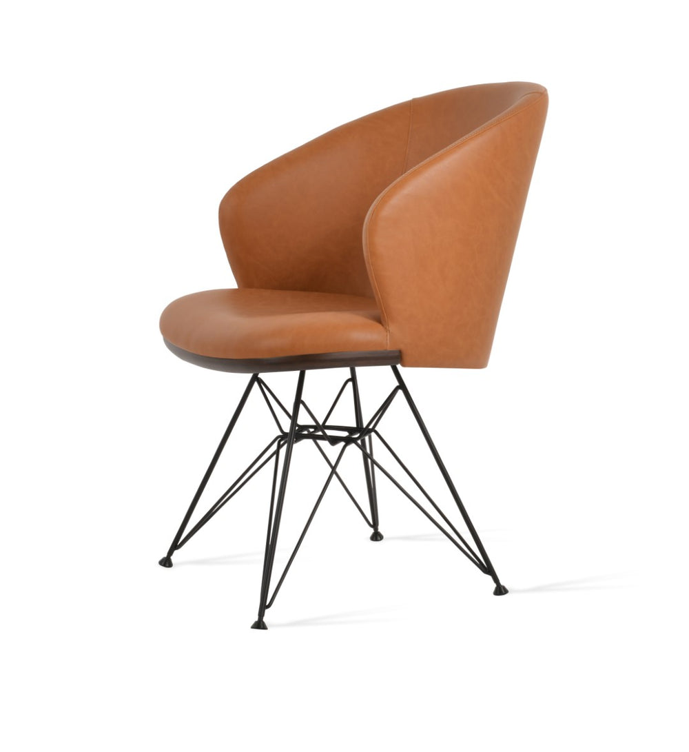 Soho Concept Athena Tower Armchair - Luxurious Dining Chair In Boucle, Velvet & Nubuck Fabrics - 10-year Warranty Black,Walnut  Soho-concept-dining-chair-00770