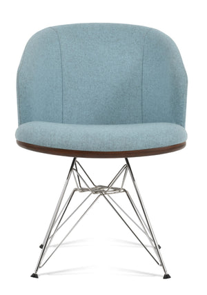 Soho Concept Athena Tower Armchair Dining Chair In Camira Blazer Wool - Elegant Design With 10-year Guarantee Chrome,Blue,Walnut  Soho-concept-dining-chair-00771
