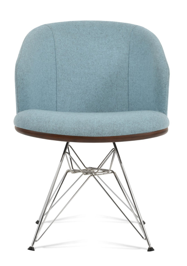 Soho Concept Athena Tower Armchair Dining Chair In Camira Blazer Wool - Elegant Design With 10-year Guarantee Chrome,Blue,Walnut  Soho-concept-dining-chair-00771