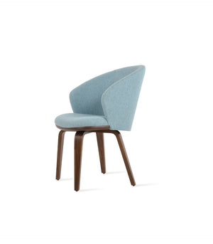 Soho Concept Athena Plywood Armchair - Luxurious Wool Upholstery, 10-year Guarantee, Minimalist Design, Durable Walnut,Blue  Soho-concept-dining-chair-00740