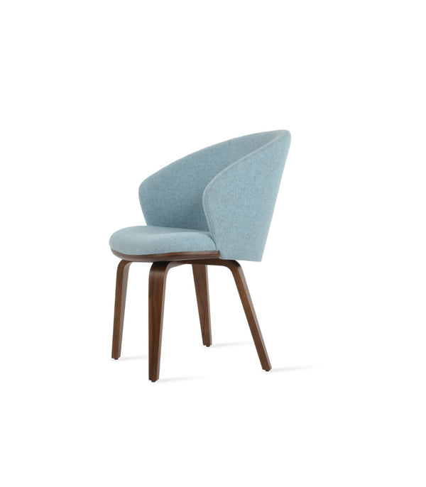 Soho Concept Athena Plywood Armchair - Luxurious Wool Upholstery, 10-year Guarantee, Minimalist Design, Durable Walnut,Blue  Soho-concept-dining-chair-00740