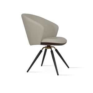 Soho Concept Athena Carrot Swivel Armchair - Modern Leatherette Dining Chair With 2-year Guarantee & Style Black,Brass,Light Grey Swivel. Solid Metal Top Part Connected To Four Tubular Legs Soho-concept-dining-chair-00786