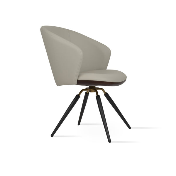 Soho Concept Athena Carrot Swivel Armchair - Modern Leatherette Dining Chair With 2-year Guarantee & Style Black,Brass,Light Grey Swivel. Solid Metal Top Part Connected To Four Tubular Legs Soho-concept-dining-chair-00786