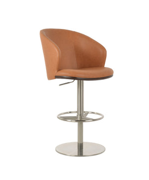 Soho Concept Athena Piston Barstools With Full Footrest – Adjustable Height, Sleek Stainless Steel & Leatherette Walnut  Soho-concept-dining-chair-10456