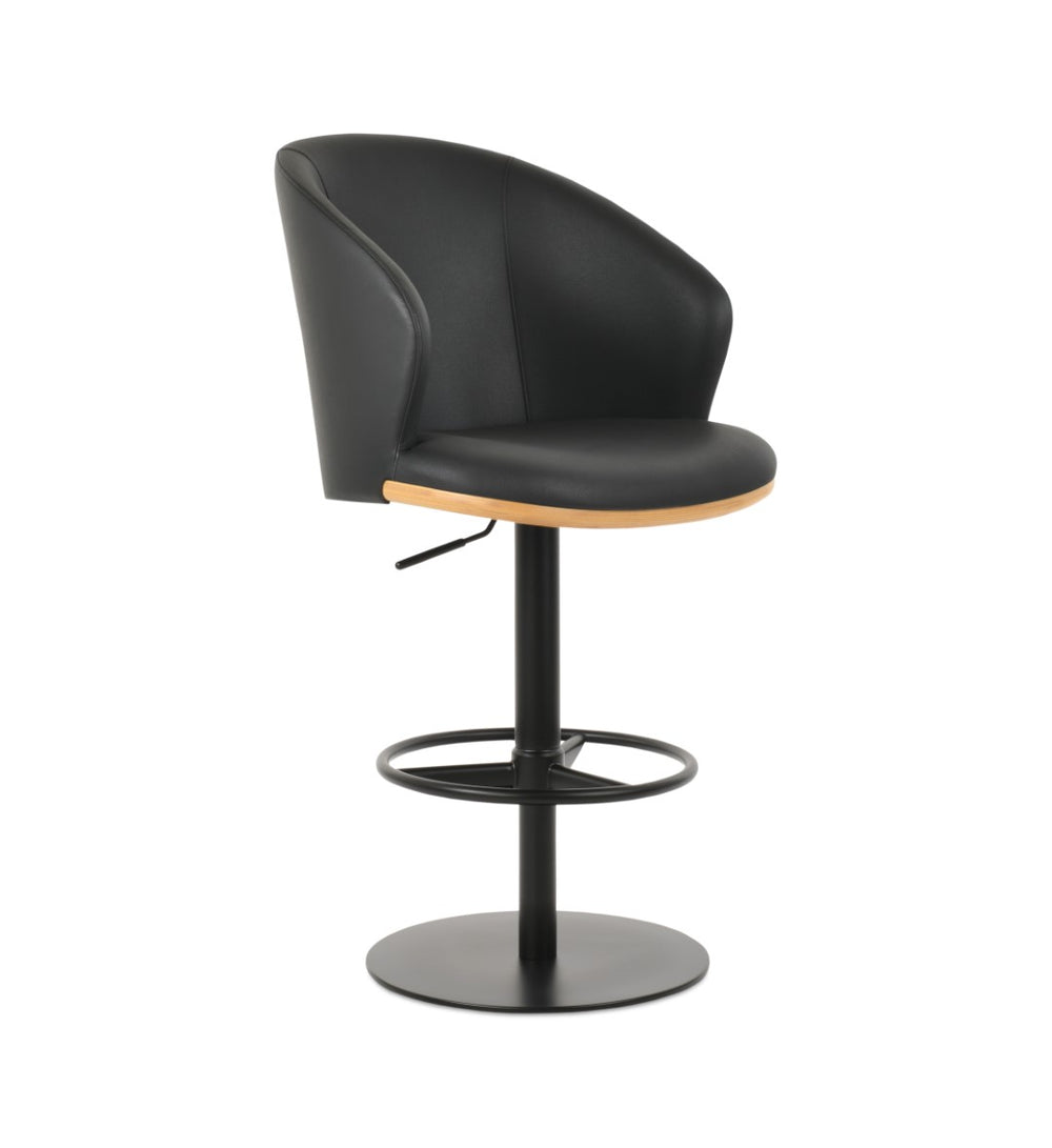 Soho Concept Athena Piston Barstools With Full Footrest – Adjustable Height, Sleek Stainless Steel & Leatherette Black,Natural  Soho-concept-dining-chair-10453