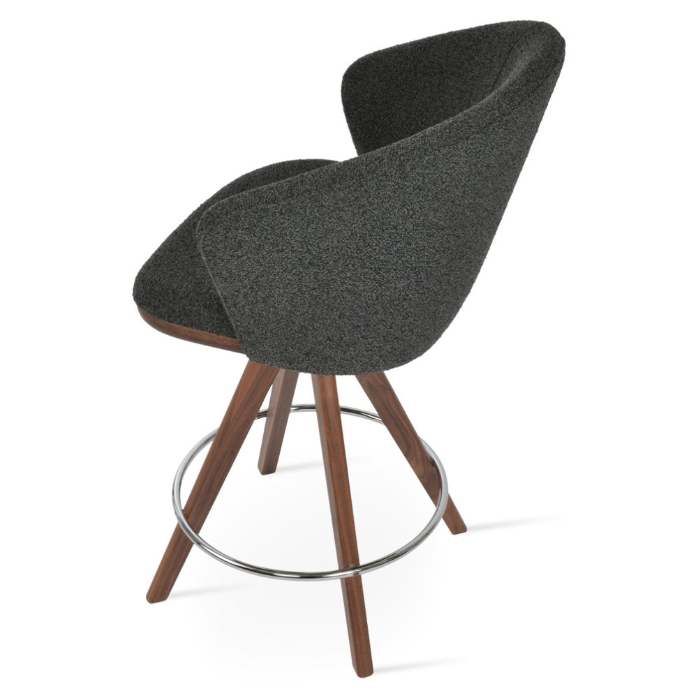 Soho Concept Athena Pyramid Swivel Barstools & Counterstools With Armrests - Stylish Fabrics & Solid Wood Base Walnut,Grey,Black  Soho-concept-dining-chair-10458