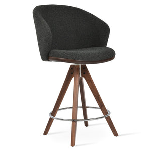 Soho Concept Athena Pyramid Swivel Barstools & Counterstools With Armrests - Stylish Fabrics & Solid Wood Base Walnut,Grey,Black  Soho-concept-dining-chair-07428