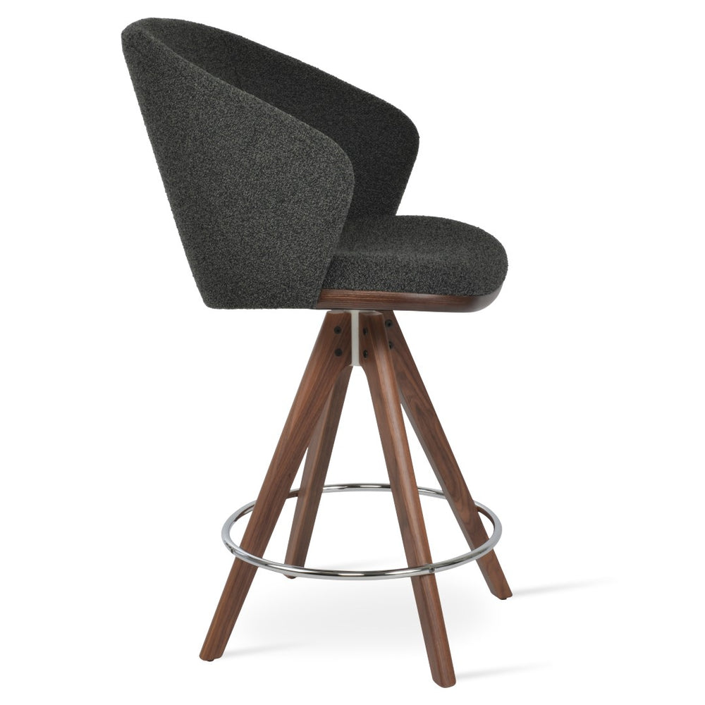 Soho Concept Athena Pyramid Swivel Barstools & Counterstools With Armrests - Stylish Fabrics & Solid Wood Base Walnut,Grey,Black  Soho-concept-dining-chair-10458