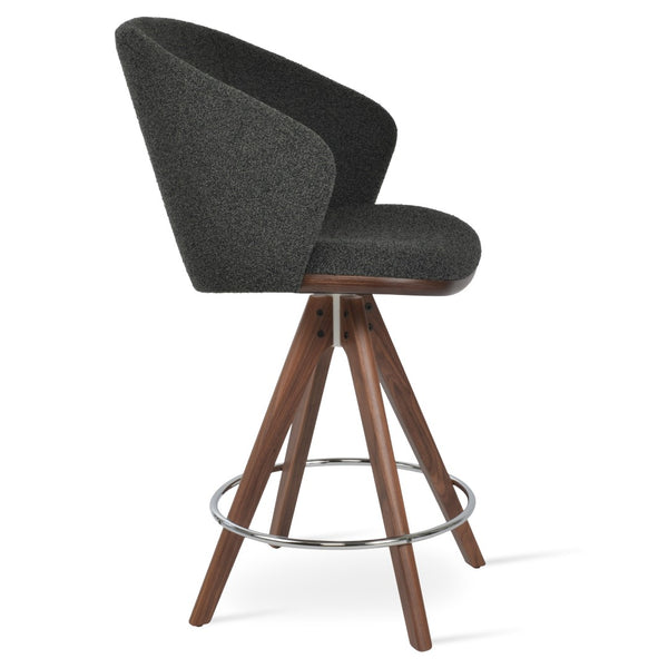 Soho Concept Athena Pyramid Swivel Barstools & Counterstools With Armrests - Stylish Fabrics & Solid Wood Base Walnut,Grey,Black  Soho-concept-dining-chair-06587