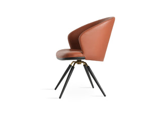 Soho Concept Athena Carrot Swivel Armchair - Modern Leatherette Dining Chair With 2-year Guarantee & Style Black,Brass Swivel. Solid Metal Top Part Connected To Four Tubular Legs Soho-concept-dining-chair-00795
