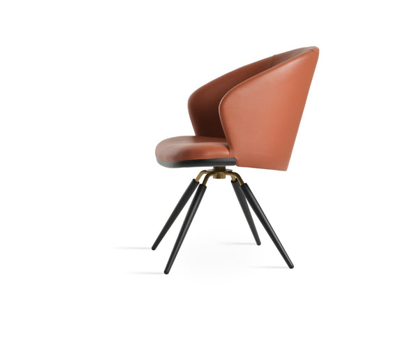 Soho Concept Athena Carrot Swivel Armchair - Modern Leatherette Dining Chair With 2-year Guarantee & Style Black,Brass Swivel. Solid Metal Top Part Connected To Four Tubular Legs Soho-concept-dining-chair-00795