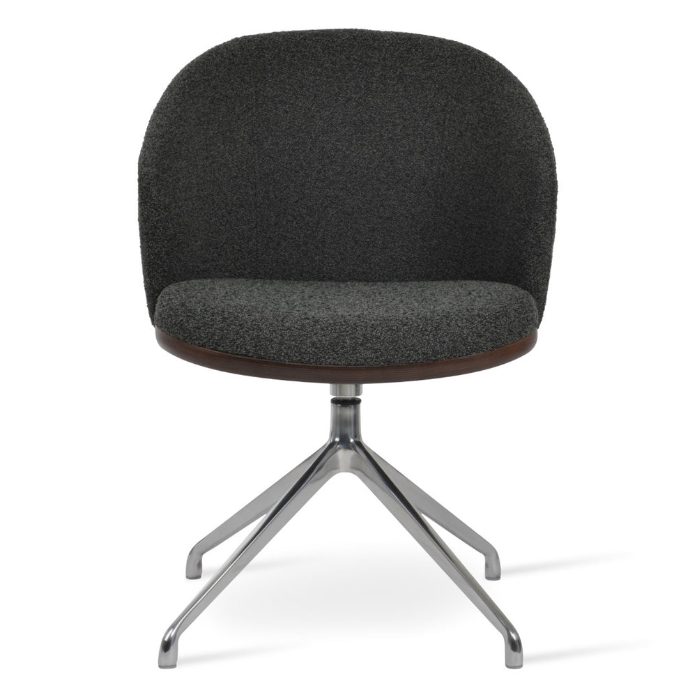 Soho Concept Athena Spider Swivel Armchair - Stylish Dining Chair In Camira Blazer Wool, 10-year Guarantee, Turkiye Grey,Black  Soho-concept-dining-chair-00805