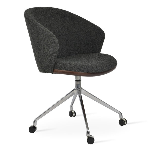 Soho Concept Athena Spider Swivel Armchair - Luxurious Upholstered Dining Chair In Boucle, Velvet & Nubuck Grey,Black  Soho-concept-dining-chair-00803