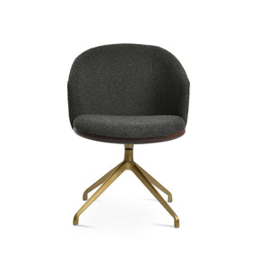 Soho Concept Athena Spider Swivel Armchair - Luxurious Upholstered Dining Chair In Boucle, Velvet & Nubuck Brass,Black  Soho-concept-dining-chair-00799