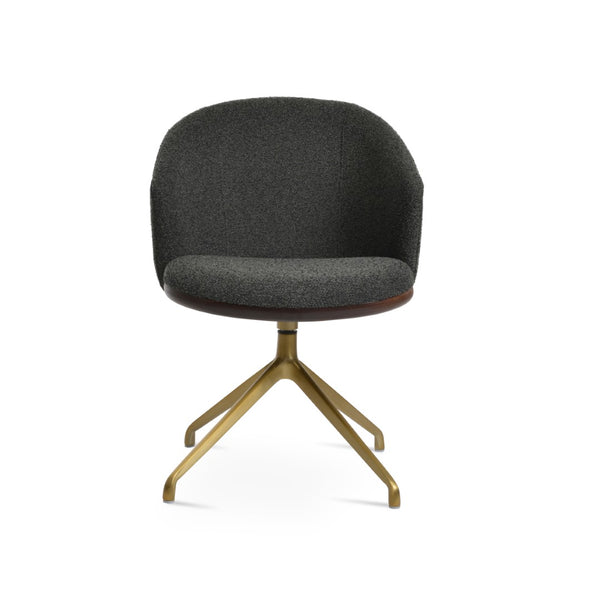 Soho Concept Athena Spider Swivel Armchair - Luxurious Upholstered Dining Chair In Boucle, Velvet & Nubuck Brass,Black  Soho-concept-dining-chair-00799