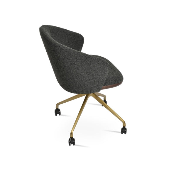 Soho Concept Athena Spider Swivel Armchair - Luxurious Upholstered Dining Chair In Boucle, Velvet & Nubuck Brass,Black  Soho-concept-dining-chair-00799