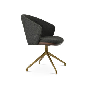 Soho Concept Athena Spider Swivel Armchair - Luxurious Upholstered Dining Chair In Boucle, Velvet & Nubuck Brass,Black  Soho-concept-dining-chair-00799