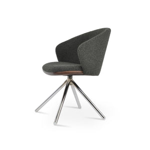 Soho Concept Athena Stick Swivel Armchair - Premium Fabric Options, Elegant Design, 10-year Guarantee, Durable & Stylish Black,Chrome  Soho-concept-dining-chair-00820