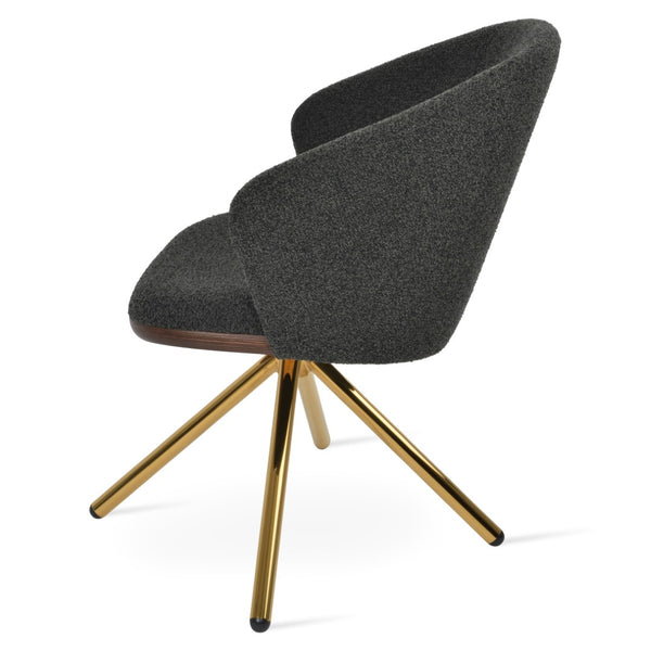 Soho Concept Athena Stick Swivel Armchair - Premium Fabric Options, Elegant Design, 10-year Guarantee, Durable & Stylish Gold,Grey,Black  Soho-concept-dining-chair-00817
