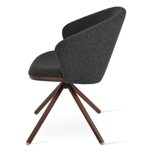 Soho Concept Athena Stick Swivel Armchair - Premium Fabric Options, Elegant Design, 10-year Guarantee, Durable & Stylish Walnut,Grey,Black  Soho-concept-dining-chair-00818