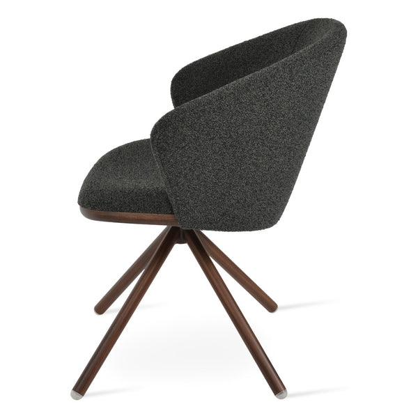 Soho Concept Athena Stick Swivel Armchair - Premium Fabric Options, Elegant Design, 10-year Guarantee, Durable & Stylish Walnut,Grey,Black  Soho-concept-dining-chair-00818