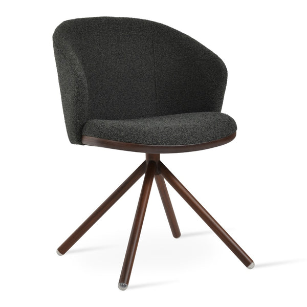Soho Concept Athena Stick Swivel Armchair - Premium Fabric Options, Elegant Design, 10-year Guarantee, Durable & Stylish Walnut,Grey,Black  Soho-concept-dining-chair-00818