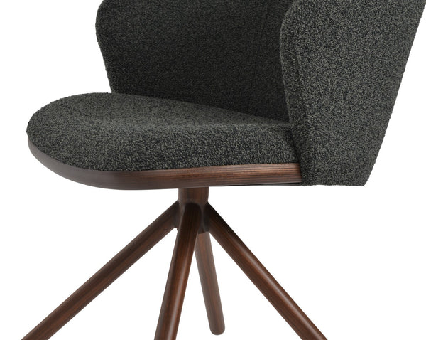 Soho Concept Athena Stick Swivel Armchair - Premium Fabric Options, Elegant Design, 10-year Guarantee, Durable & Stylish Walnut,Grey,Black  Soho-concept-dining-chair-00818