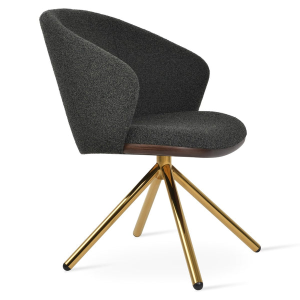 Soho Concept Athena Stick Swivel Armchair - Premium Fabric Options, Elegant Design, 10-year Guarantee, Durable & Stylish Gold,Black  Soho-concept-dining-chair-00819