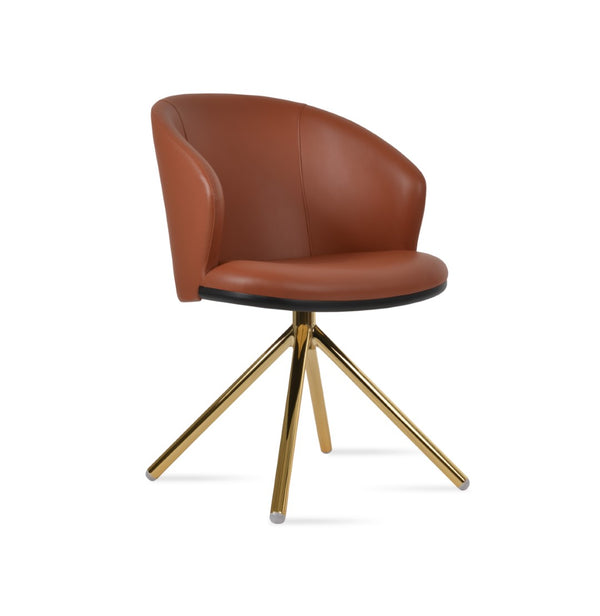 Soho Concept Athena Stick Swivel Armchair – Stylish Leatherette Dining Chair With 2-year Guarantee, Soft Black Gold  Soho-concept-dining-chair-00808