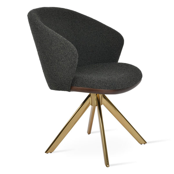 Soho Concept Athena Sword Swivel Armchair Dining Chair - Luxe Boucle, Velvet & Nubuck Fabrics, 10-year Guarantee Gold,Grey,Black  Soho-concept-dining-chair-00828