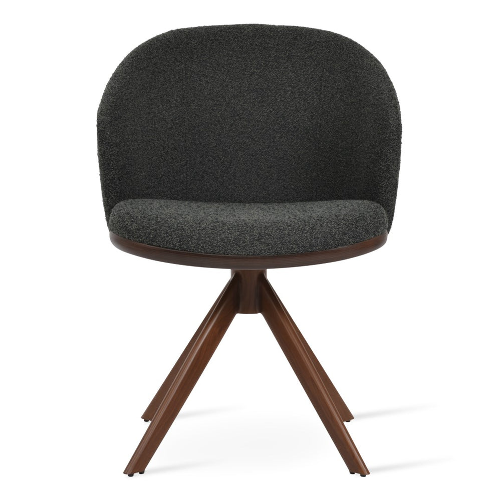 Soho Concept Athena Sword Swivel Armchair Dining Chair - Luxe Boucle, Velvet & Nubuck Fabrics, 10-year Guarantee Walnut,Grey,Black  Soho-concept-dining-chair-00829