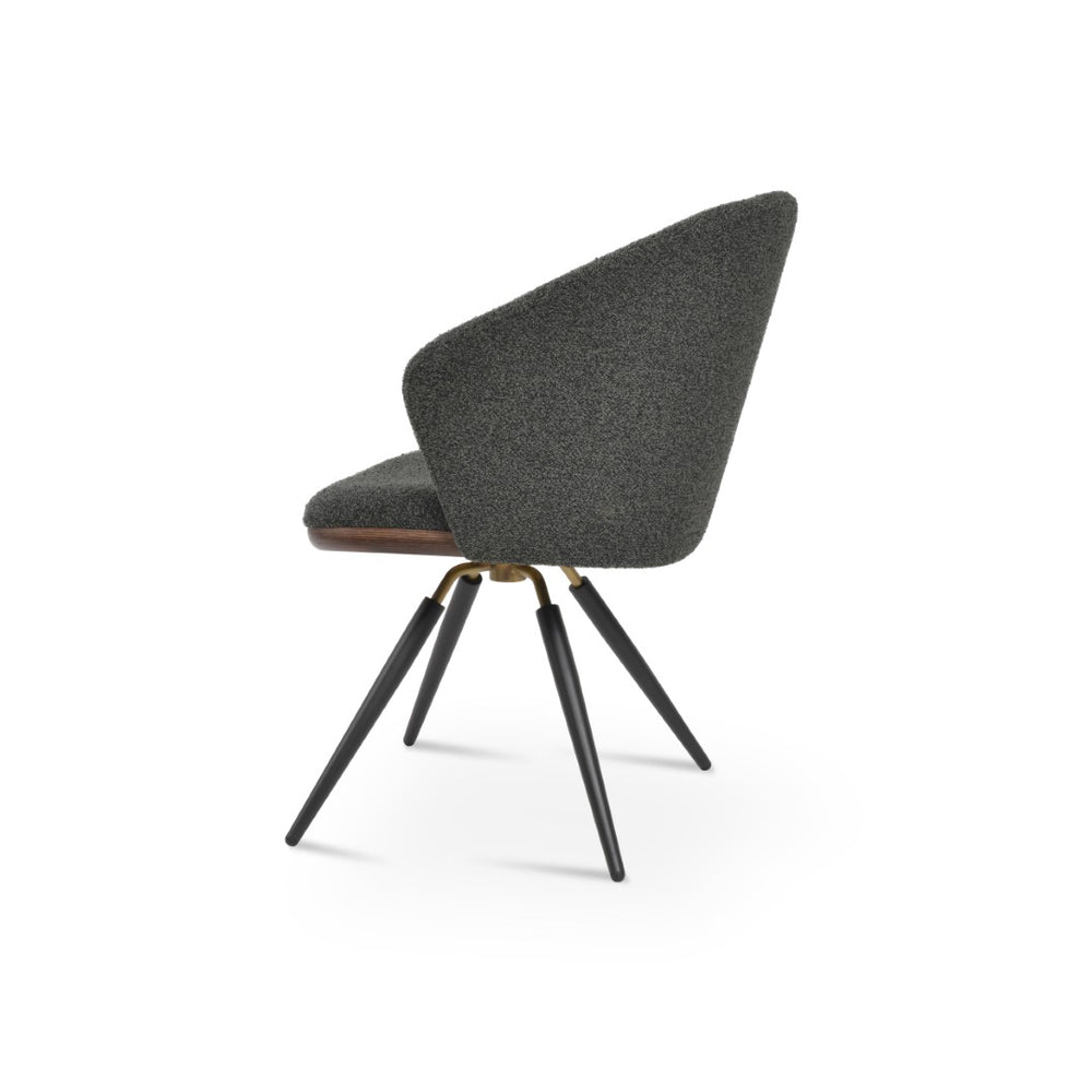 Soho Concept Athena Carrot Swivel Armchair - Luxurious Upholstery, Sturdy Metal Base, 10-year Guarantee & Style! Black,Brass Swivel. Solid Metal Top Part Connected To Four Tubular Legs Soho-concept-dining-chair-00788