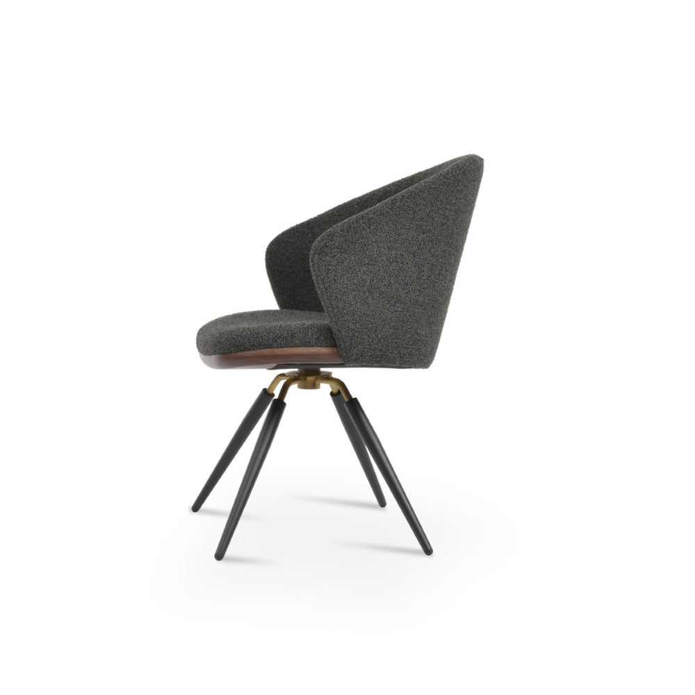 Soho Concept Athena Carrot Swivel Armchair - Luxurious Upholstery, Sturdy Metal Base, 10-year Guarantee & Style! Black,Brass Swivel. Solid Metal Top Part Connected To Four Tubular Legs Soho-concept-dining-chair-00788