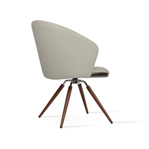 Soho Concept Athena Carrot Swivel Armchair - Modern Leatherette Dining Chair With 2-year Guarantee & Style Walnut,Chrome,Light Grey Swivel. Solid Metal Top Part Connected To Four Tubular Legs Soho-concept-dining-chair-00787