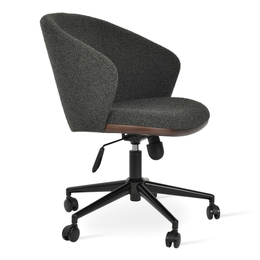 Soho Concept Athena Office Chair - Elegant Boucle, Velvet, Nubuck & Camira Fabrics, 10-year Guarantee, 300 Lbs Capacity Grey,Black  Soho-concept-dining-chair-12659