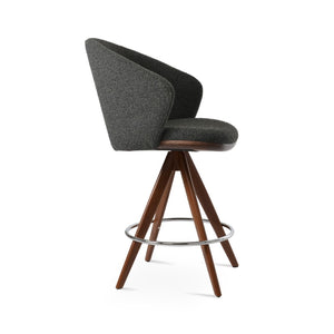 Soho Concept Athena Pyramid Swivel Barstools & Counterstools With Armrests - Stylish Fabrics & Solid Wood Base Walnut,Black  Soho-concept-dining-chair-10424