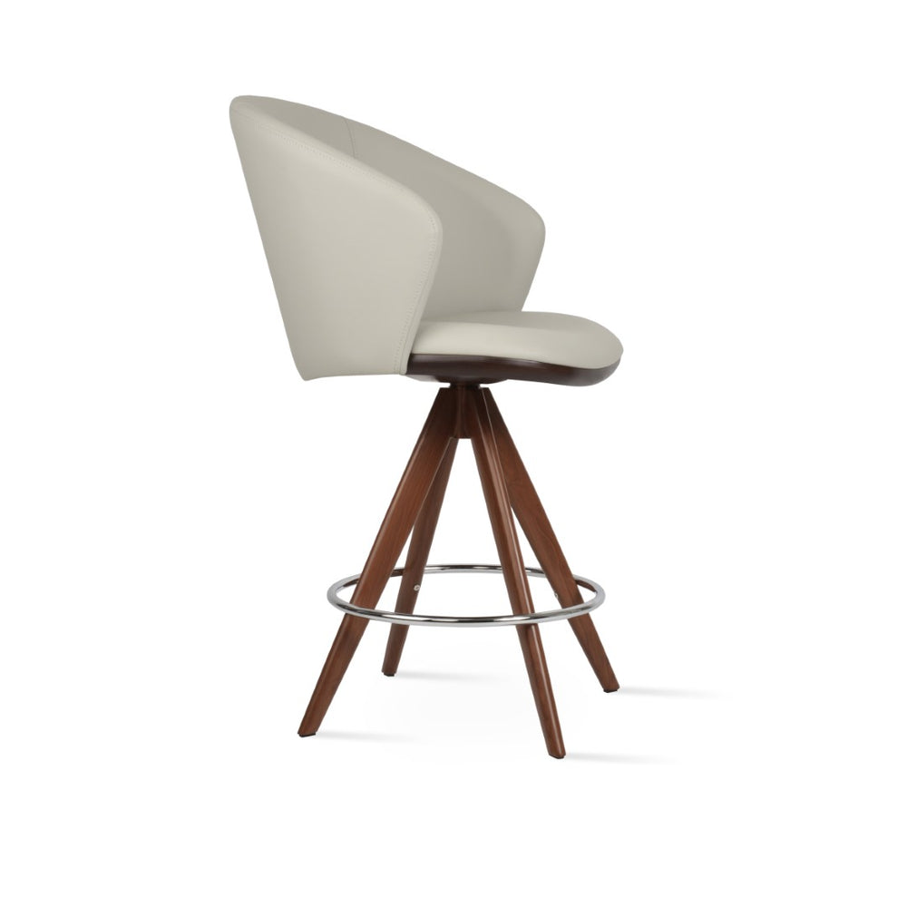 Soho Concept Athena Swivel Barstools & Counterstools - Stylish Leatherette, Solid Wood Base, 2-year Guarantee! Walnut,Light Grey  Soho-concept-dining-chair-10422