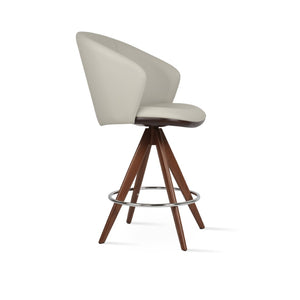 Soho Concept Athena Swivel Barstools & Counterstools - Stylish Leatherette, Solid Wood Base, 2-year Guarantee! Walnut,Light Grey  Soho-concept-dining-chair-10422
