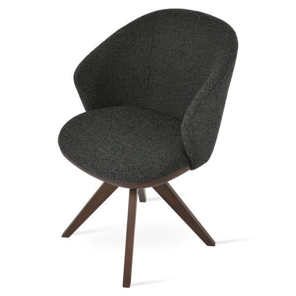 Soho Concept Athena Pyramid Wood Swivel Armchair - Luxurious Upholstery, 10-year Guarantee, Solid Wood Base, 300 Lbs Capacity Walnut,Black  Soho-concept-dining-chair-00792
