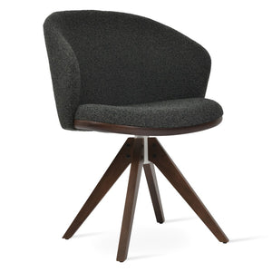 Soho Concept Athena Pyramid Wood Swivel Armchair - Luxurious Upholstery, 10-year Guarantee, Solid Wood Base, 300 Lbs Capacity Walnut,Black  Soho-concept-dining-chair-00792