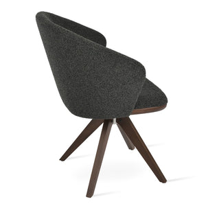 Soho Concept Athena Pyramid Wood Swivel Armchair - Luxurious Upholstery, 10-year Guarantee, Solid Wood Base, 300 Lbs Capacity Walnut,Black  Soho-concept-dining-chair-00792