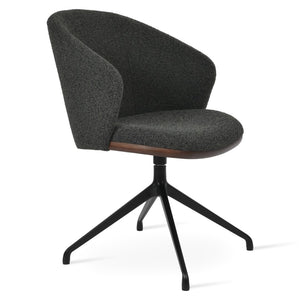 Soho Concept Athena Spider Swivel Armchair - Luxurious Upholstered Dining Chair In Boucle, Velvet & Nubuck Black,Grey  Soho-concept-dining-chair-00804