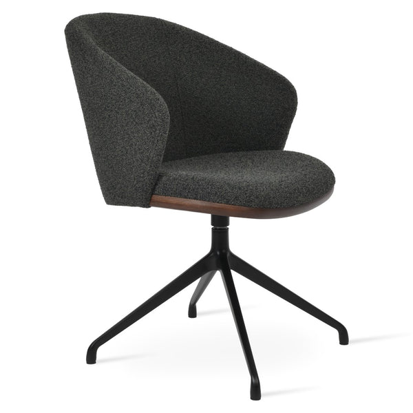 Soho Concept Athena Spider Swivel Armchair - Luxurious Upholstered Dining Chair In Boucle, Velvet & Nubuck Black,Grey  Soho-concept-dining-chair-00804