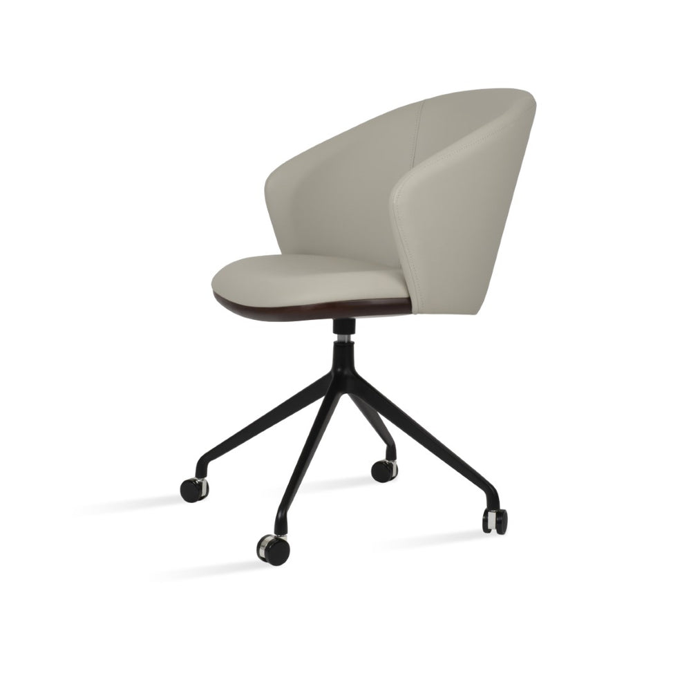 Soho Concept Athena Spider Swivel Armchair With Soft Leatherette, Ergonomic Design, 2-year Guarantee, 300 Lbs Capacity Black  Soho-concept-dining-chair-00757