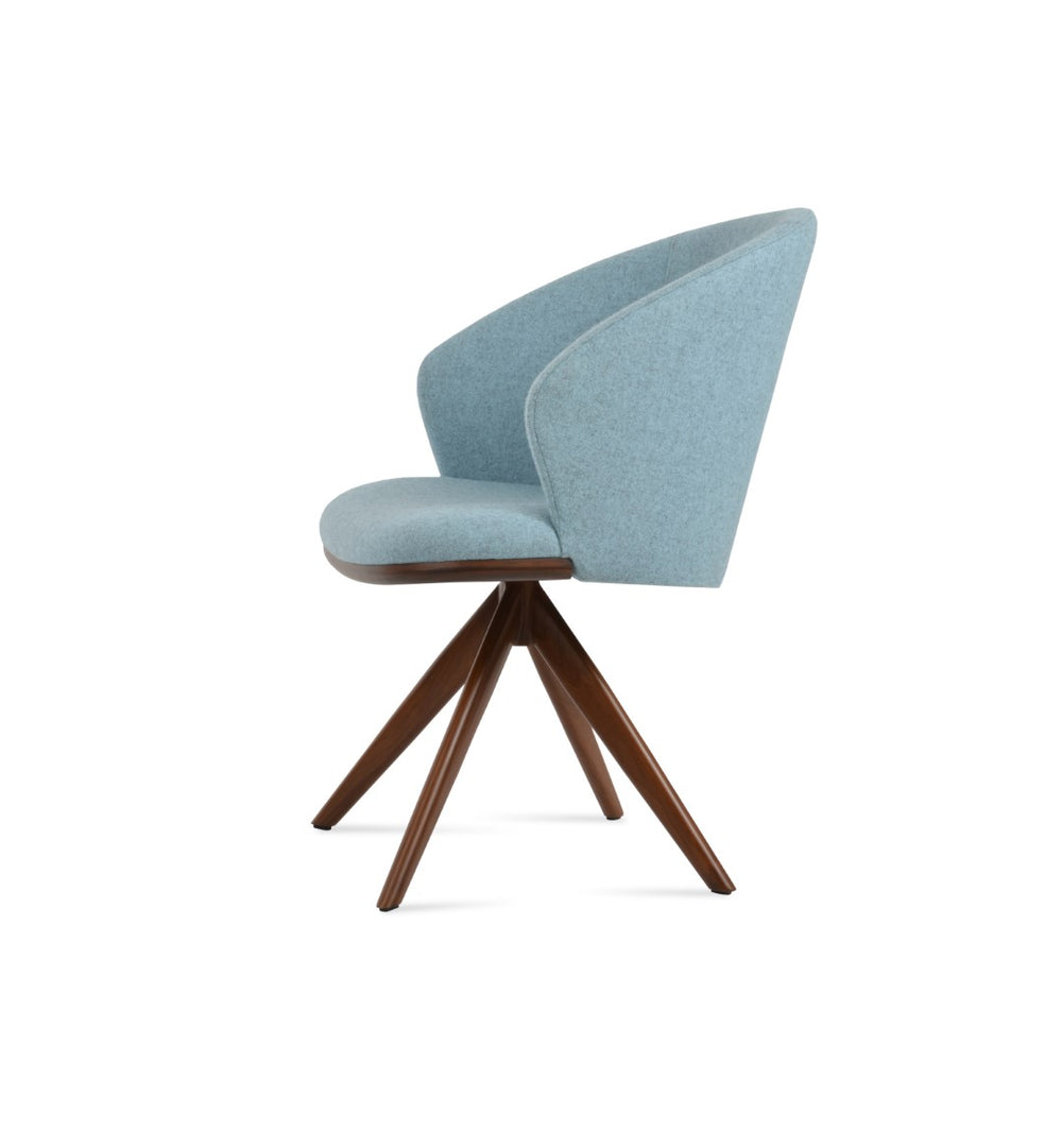 Soho Concept Athena Sword Swivel Armchair With Premium Camira Blazer Wool - 10-year Guarantee, Stylish Comfort Walnut,Blue  Soho-concept-dining-chair-00831