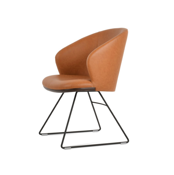 Soho Concept Athena Wire Armchair Dining Chair – Stylish Leatherette & Chrome Finish, 2-year Guarantee, 300 Lbs Capacity Black,Walnut  Soho-concept-dining-chair-00833