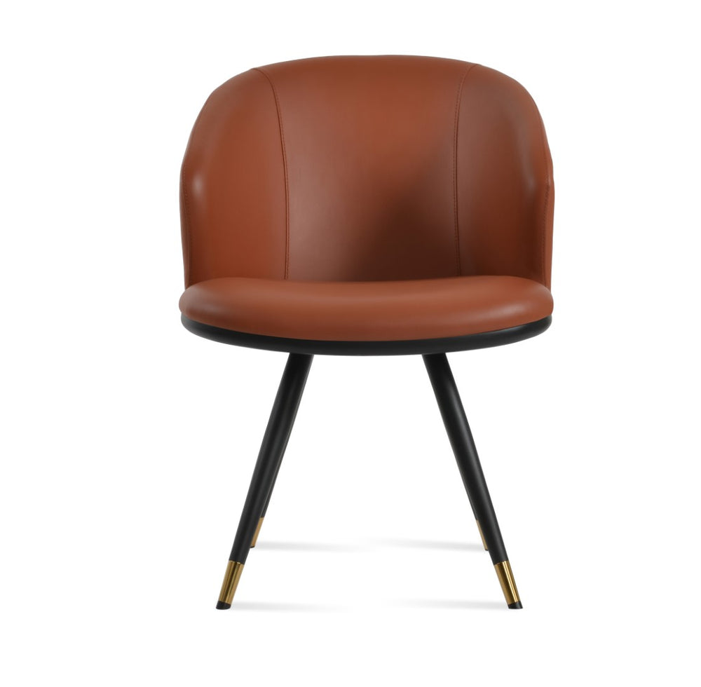Soho Concept Athena Star Armchair Dining Chair - Soft Leatherette, Adjustable Height, 2-year Guarantee, Walnut Finish Black,Brass  Soho-concept-dining-chair-00807