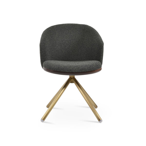 Soho Concept Athena Stick Swivel Armchair - Premium Fabric Options, Elegant Design, 10-year Guarantee, Durable & Stylish Black,Brass  Soho-concept-dining-chair-00821