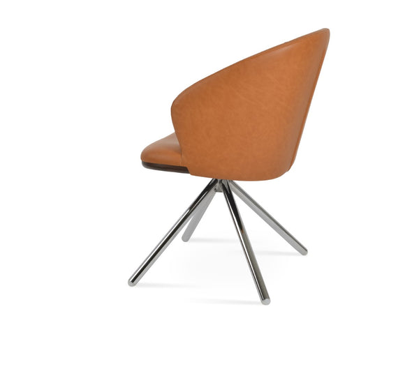 Soho Concept Athena Stick Swivel Armchair – Stylish Leatherette Dining Chair With 2-year Guarantee, Soft Black Chrome,Walnut  Soho-concept-dining-chair-00814