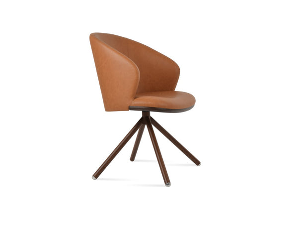 Soho Concept Athena Stick Swivel Armchair – Stylish Leatherette Dining Chair With 2-year Guarantee, Soft Black Walnut  Soho-concept-dining-chair-00815